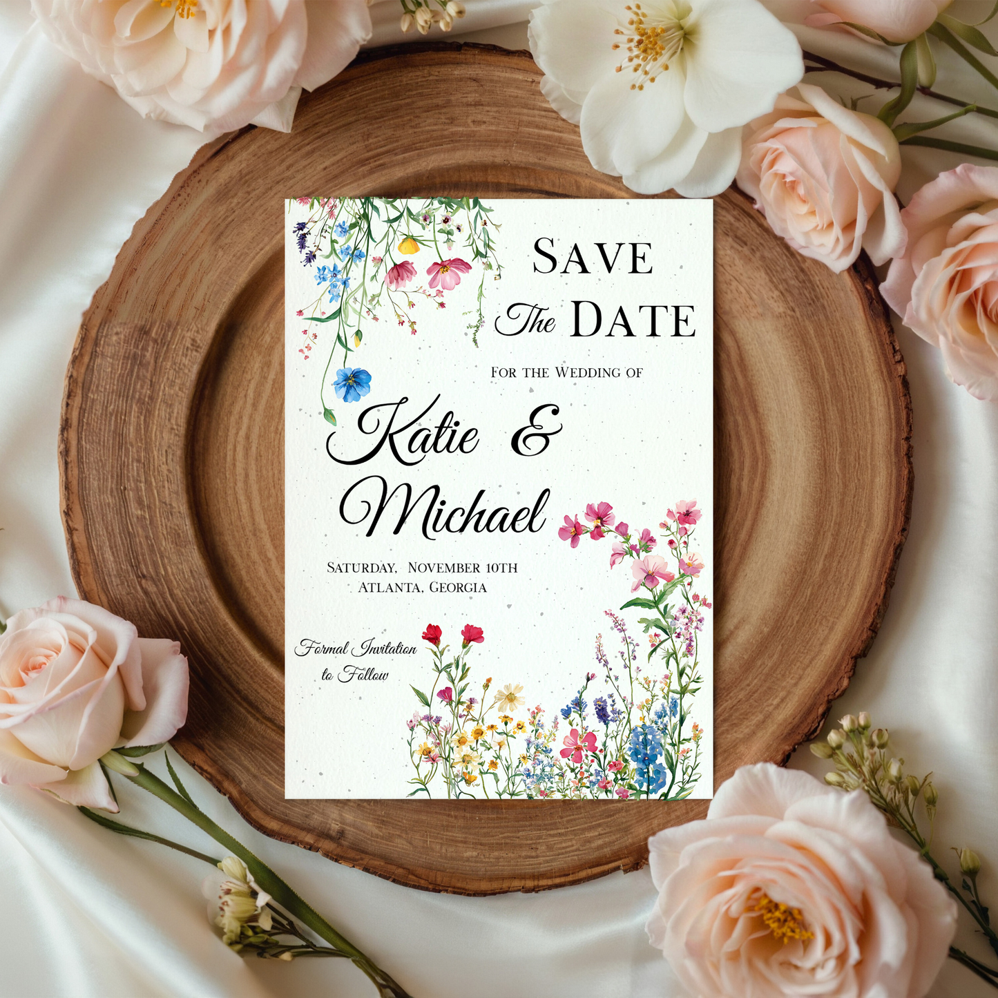Wildflower Seed Paper Save the Date – Plantable Wedding Announcement (6x4")