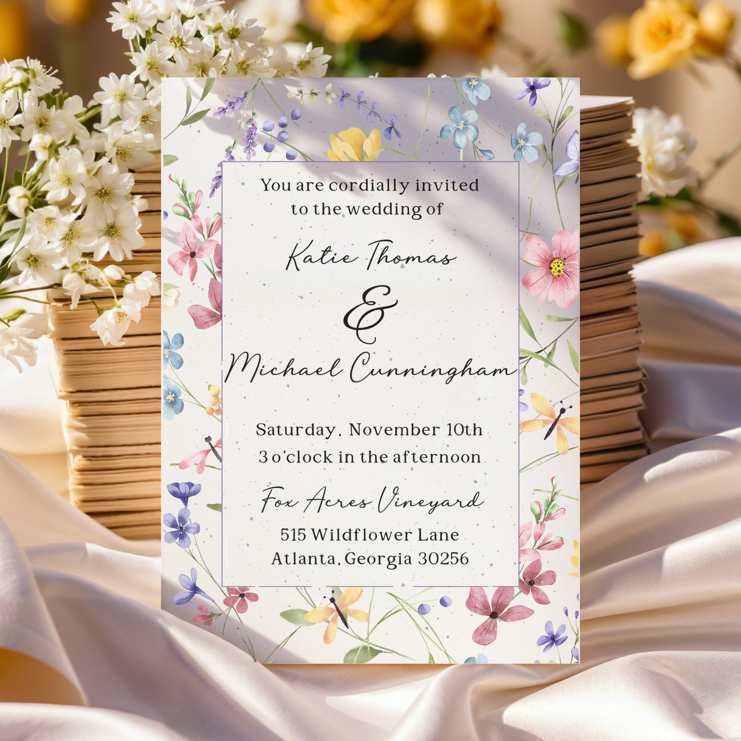 Plantable Wedding Invitations – 5x7" Floral Border Seed Paper with Wildflower Seeds & Envelopes – Sustainable Wedding Stationery (Copy)