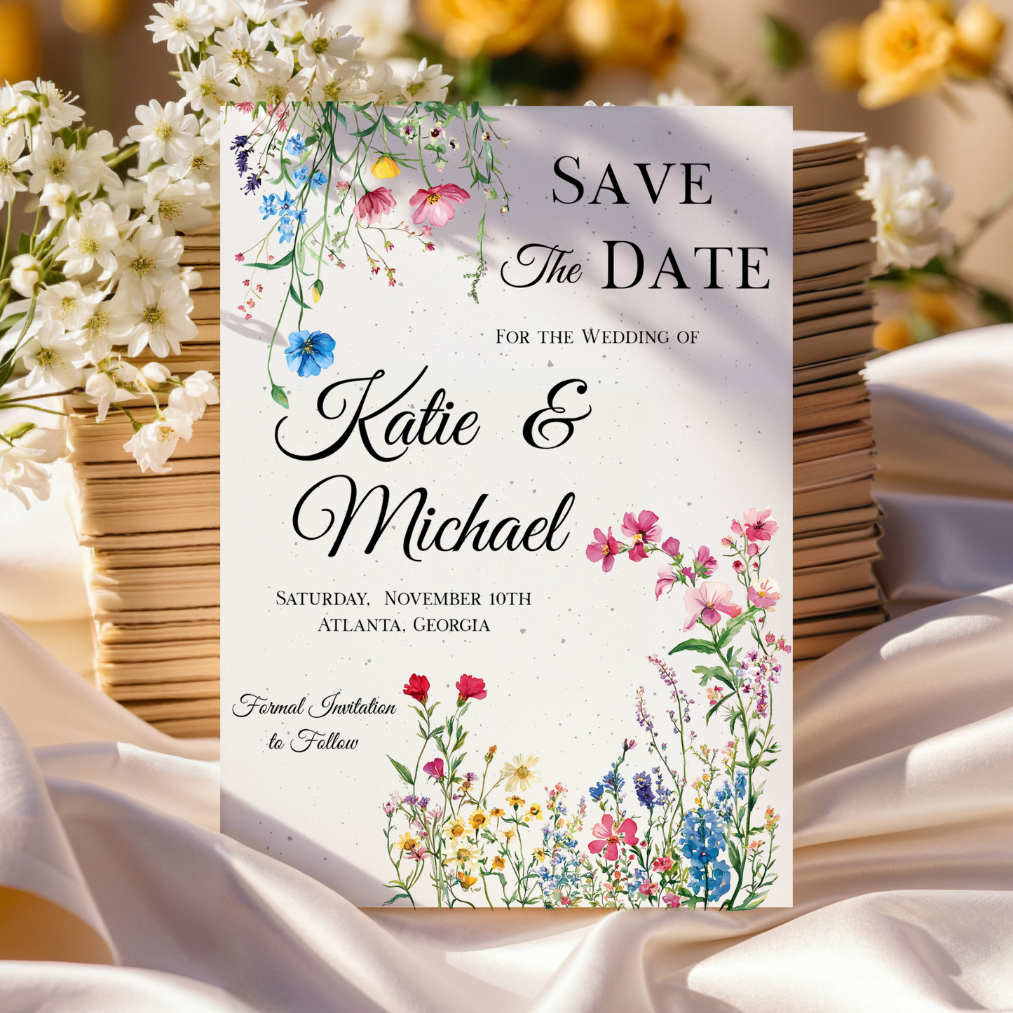 Wildflower Seed Paper Save the Date – Plantable Wedding Announcement (6x4")