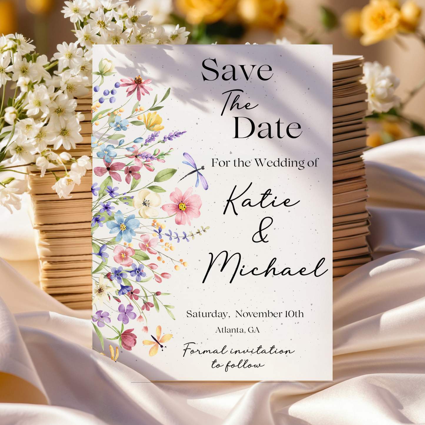 Blooming Love Save the Date – Plantable Wildflower Seed Paper Wedding Cards (6x4")