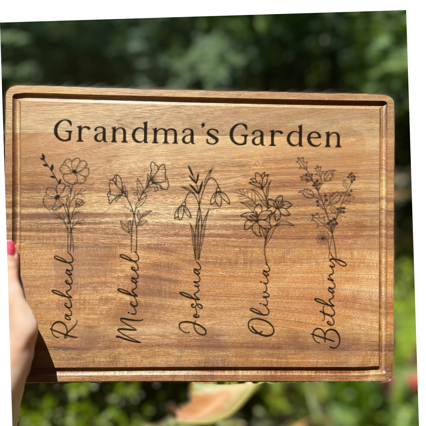 Custom Grandma's Garden Cutting Board