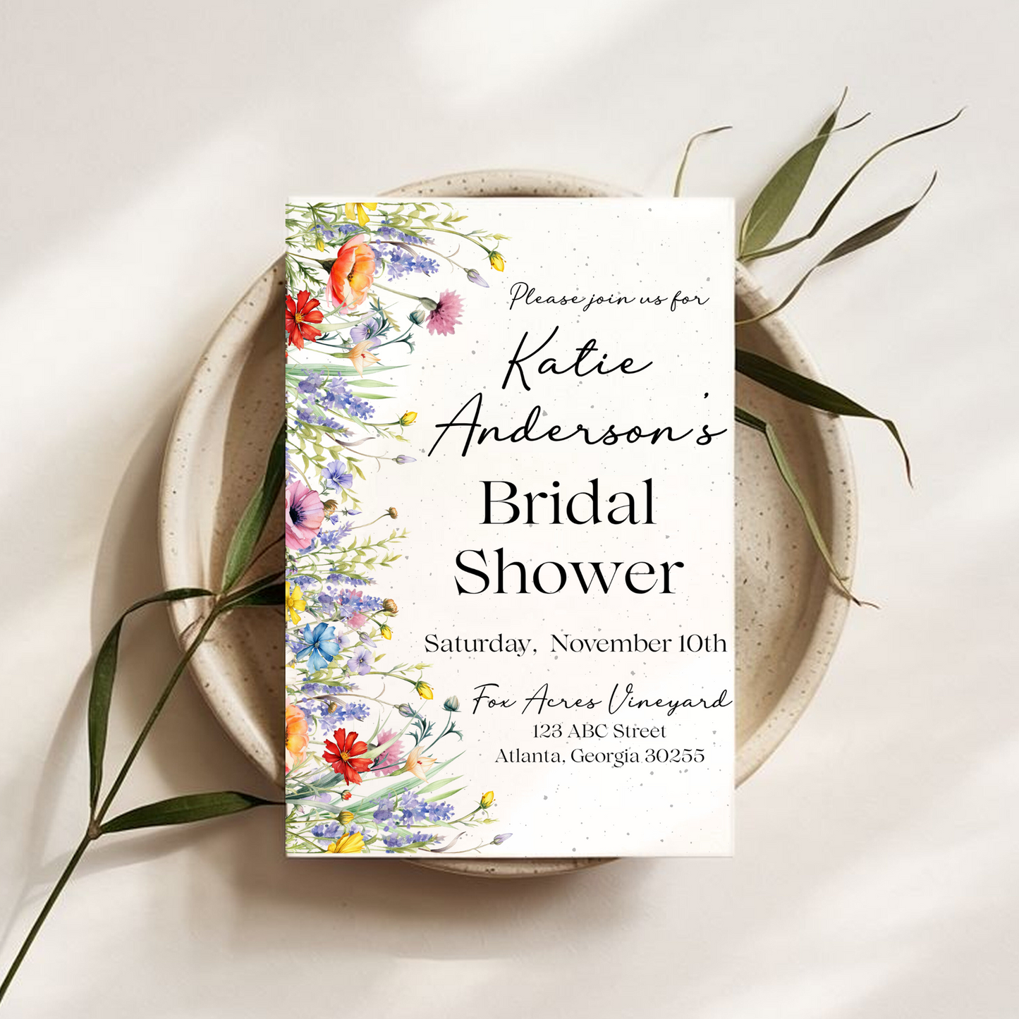 Floral Seed Paper Bridal Shower Invitation – 5x7" | Plantable & Eco-Friendly
