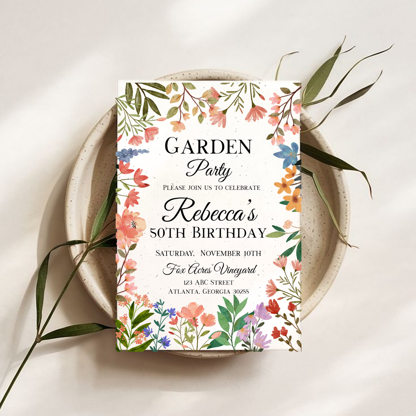 Wildflower-Themed Seed Paper Birthday Invitation – 5x7" Eco-Friendly Card