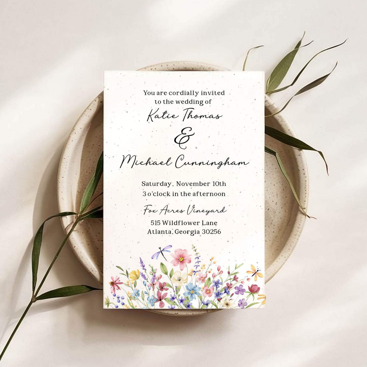 Plantable Wedding Invitations – 5x7" Floral Seed Paper with Wildflower Seeds & Envelopes – Sustainable Wedding Stationery