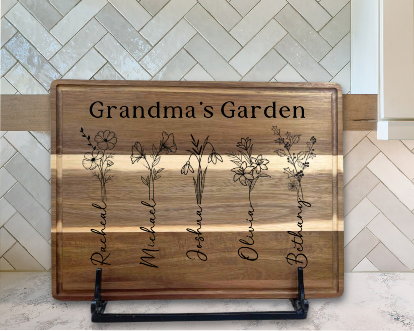 Custom Grandma's Garden Cutting Board