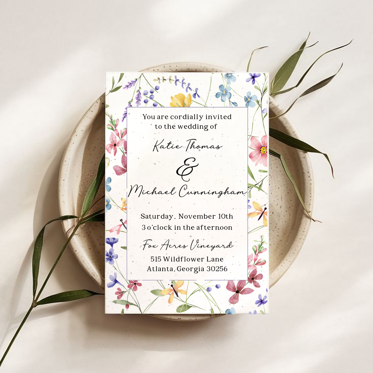 Plantable Wedding Invitations – 5x7" Floral Border Seed Paper with Wildflower Seeds & Envelopes – Sustainable Wedding Stationery (Copy)