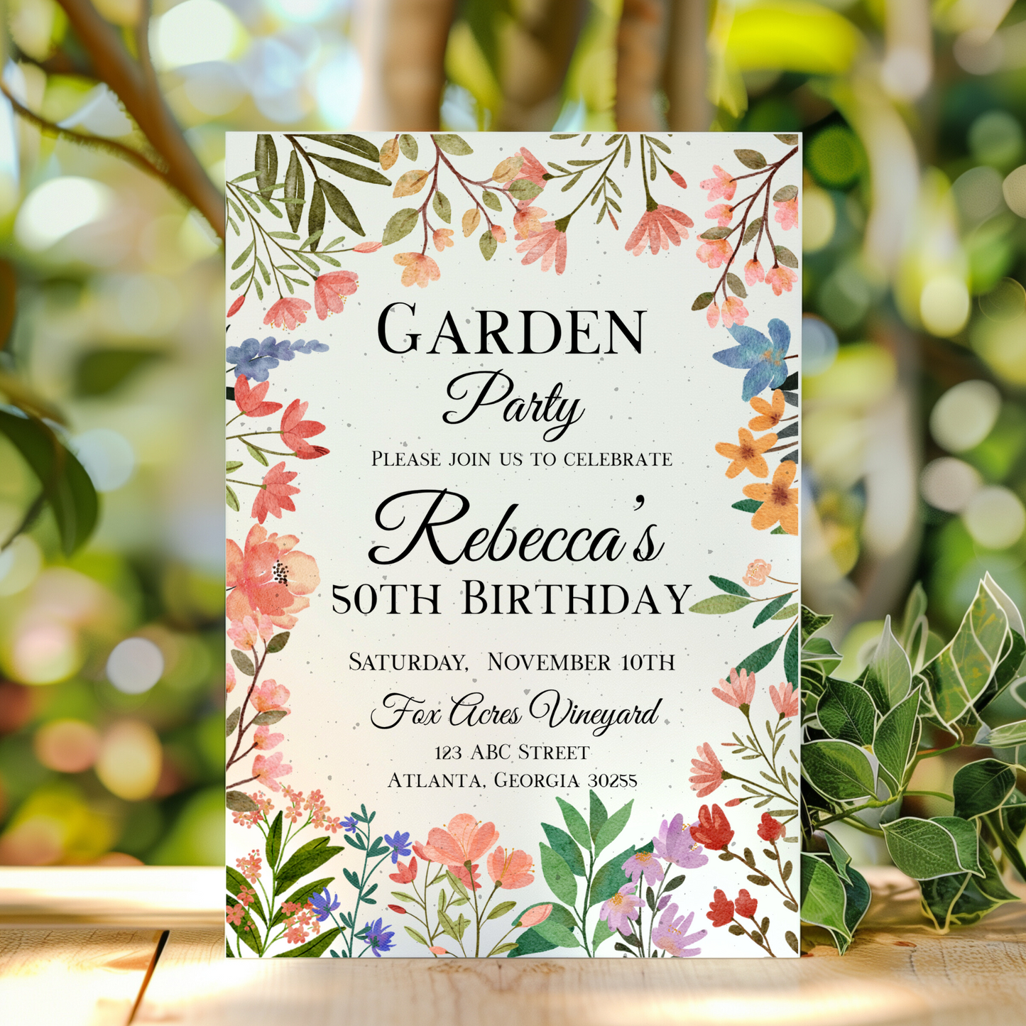 Wildflower-Themed Seed Paper Birthday Invitation – 5x7" Eco-Friendly Card