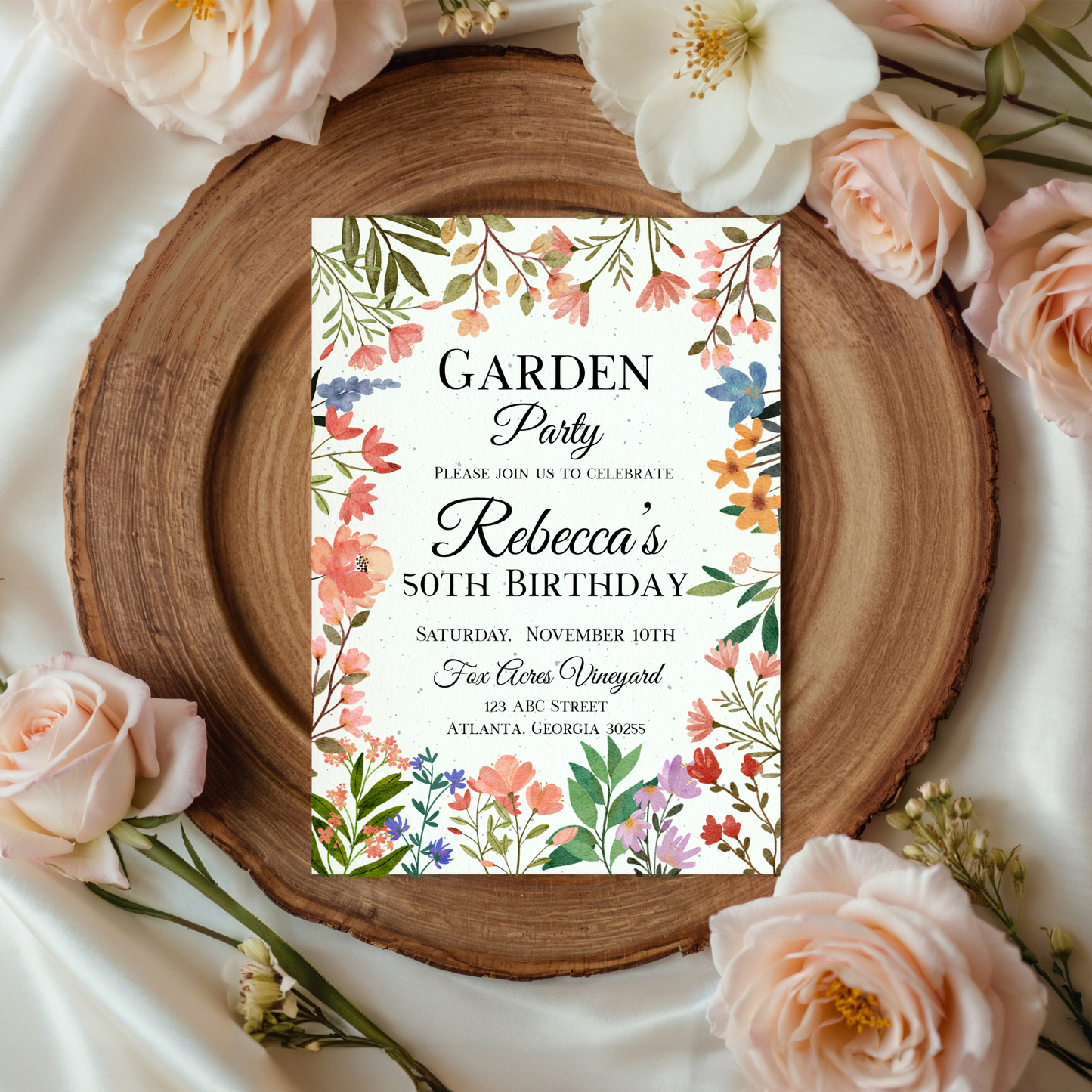 Wildflower-Themed Seed Paper Birthday Invitation – 5x7" Eco-Friendly Card