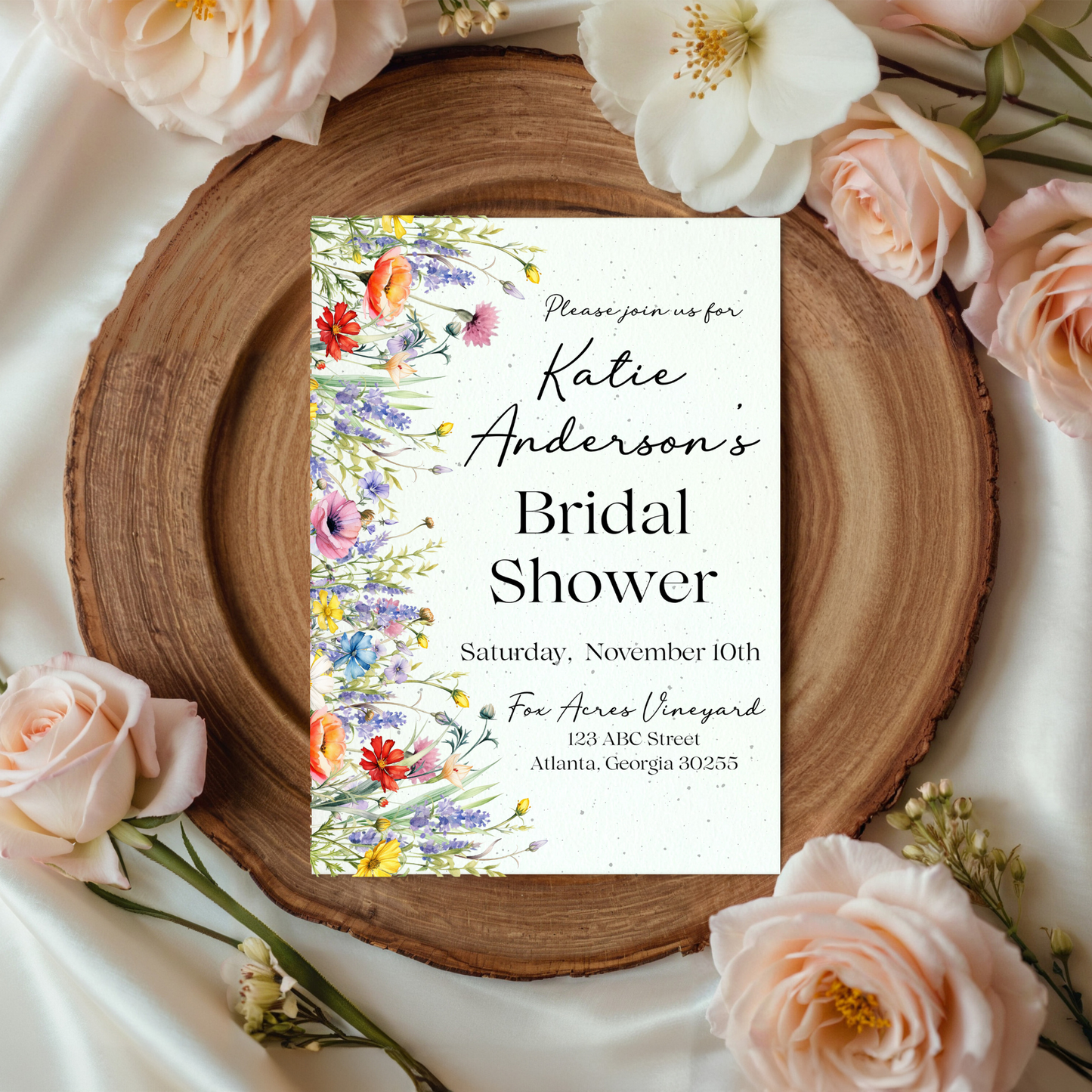 Floral Seed Paper Bridal Shower Invitation – 5x7" | Plantable & Eco-Friendly