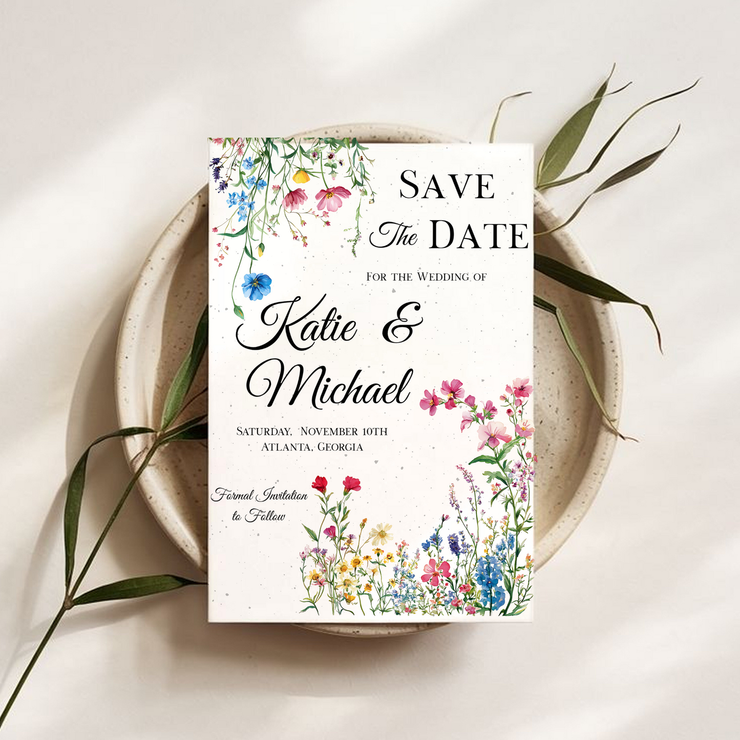 Wildflower Seed Paper Save the Date – Plantable Wedding Announcement (6x4")