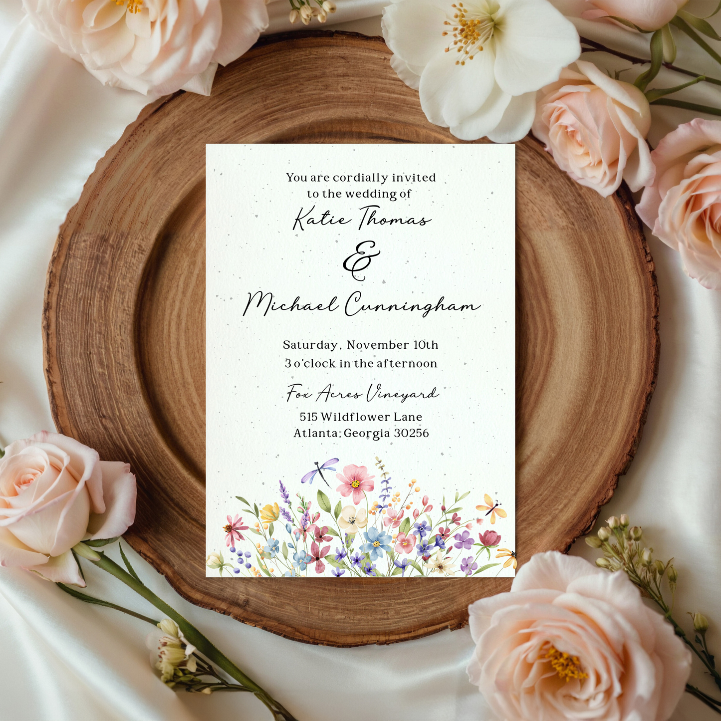 Plantable Wedding Invitations – 5x7" Floral Seed Paper with Wildflower Seeds & Envelopes – Sustainable Wedding Stationery