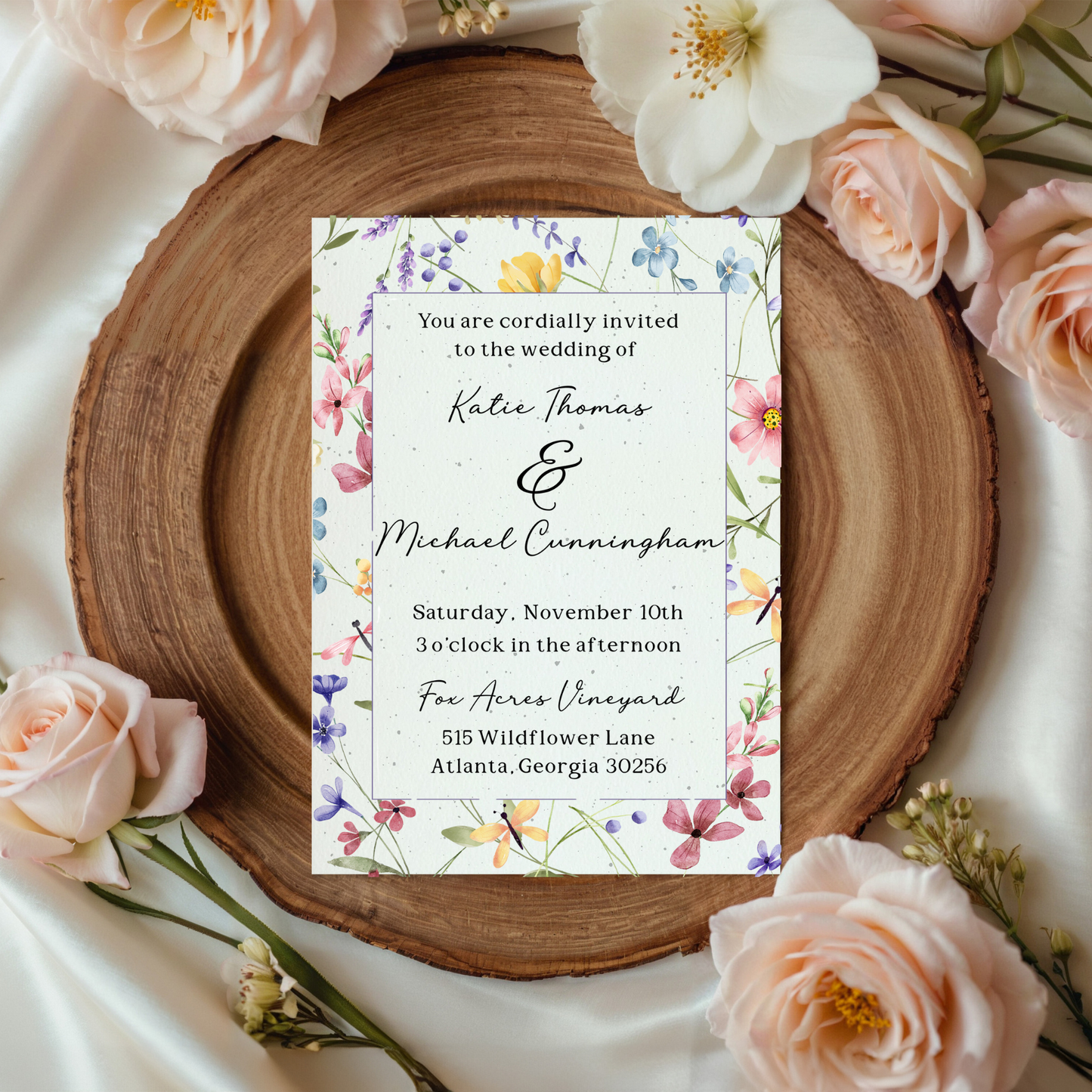 Plantable Wedding Invitations – 5x7" Floral Border Seed Paper with Wildflower Seeds & Envelopes – Sustainable Wedding Stationery (Copy)